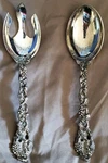 Vintage Silver Plate Godinger Grape Pattern Serving Spoon & Fork Set. Fixed Price $23.69.