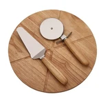 Round Wood Pizza Board Server Set Cutter Included Serving B.... Fixed Price $52.31.