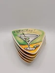 Vintage 5 Tracy Flickinger Mud Pie Extra Dry Martini,triangular Appetizer Plates. Fixed Price $43.00.