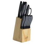 Gibson Home Dorain 14 Piece Stainless Steel Cutlery Set Black With Wood Block. Fixed Price $66.99.