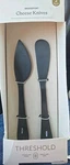 2PK Stainless Steel Cheese Knives Black - Threshold New Stock Box Damaged. Fixed Price $10.50.