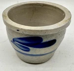 Vintage Salt Glazed Stoneware Mini Crock Butter Pot Cellar 2.5X2IN. Fixed Price $12.00.