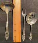 Wallace Rose Point Sterling Silver 3 Servers Sauce Ladle Pickle Bon 1 Bid. Fixed Price $325.00.