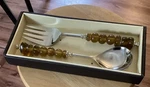 Simply Designs Modern Metals Salad Set - Amber Beaded Handles India. Fixed Price $15.99.