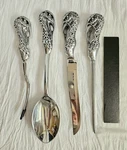 5 Piece Bruce Fox Design Turkey Handle Serving Set Fork Knife Spoon Honing Steel. Fixed Price $164.99.