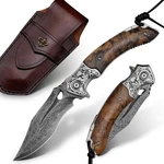 Handmade Japanese VG10 Damascus Steel Folding Knife, Wild Survival Pocket Kni.... Fixed Price $294.59.