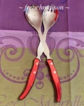 Claude Dozorme Laguiole French Dinner Lunch Salad Fork Spoon Set Burgundy Red. Fixed Price $97.50.