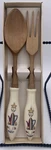 Vintage Salad Server Set Wood Blue Teapot White Handle Fork &spoon Hakusan Japan. Fixed Price $27.45.