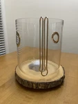 Mud Pie Glass Ice Bucket With Gold Rings And Brass Stainless Steel Tongs 2 Pc. Fixed Price $19.50.