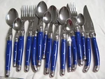 Jean Dubost Laguiole Blue France Stainless Flatware 16 Piece Set - Forks + Spoon. Fixed Price $120.00.