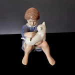 Vintage Royal Copenhagen Girl Combing Cat Figurine 4631 - 6" 10294. Fixed Price $270.00.