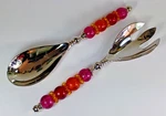 Pier 1 Imports Serveware Salad Serving Fork Spoon Colorful Beaded Handles, India. Fixed Price $12.60.