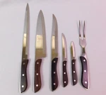 6 Pcs Rs Stainless Japan Tang Wood Handle Kitchen Carving Fork & Knives Set. Fixed Price $34.95.