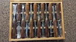 Imotechom 12-PIECE Woodworking Chisel Set With Walnut Handle Wooden Storage. Fixed Price $88.99.