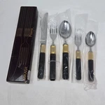 Mikasa Prisma Laslo Japan Stainless Flatware 5 Pc Ebony Handles New W/box. Fixed Price $29.99.
