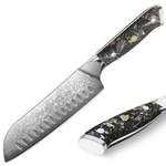 Damascus Kitchen Knife Santoku VG10 Steel Black-gold Resin Handle. Fixed Price $39.99.