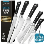 Cutluxe Kitchen Knives, 5 Pcs Chef's Knife Set Razor Sharp German Steel, Fu.... Fixed Price $121.68.