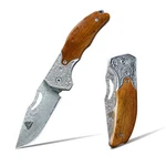 Damascus Steel Folding Knife, 7.1" Multi-purpose Pocket Red Sandalwood.... Fixed Price $51.99.