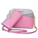 Michael Kors Jet Set Travel Dome Crossbody Mk Logo Bag + Wallet Carnation. Fixed Price $169.95.