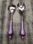 Julia Knight Salad Server Set 10" Purple Shimmer (ceramic Handle Silver-tone). Fixed Price $65.00.