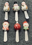 6 Holiday Christmas Cheese Butter Dip Spreaders Knives Snowmen And Ornament. Fixed Price $8.88.