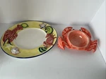 Boston Warehouse Coastal Crab Dip Bowl Platter Set Ceramic Seafood Serving Dish. Fixed Price $22.49.