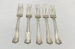 Gorham Edgeworth Sterling Silver Dinner Fork Set 5 Piece Monogrammed. Fixed Price $408.00.