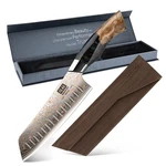 Shan Zu 7" Damascus Santoku Knife Japanese Kitchen Copper With Wood Sheath. Fixed Price $98.79.