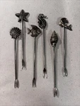 Pier 1 Seashells Cocktail Hors D'oeuvre Appetizer Forks Picks Set Of 6. Fixed Price $12.99.