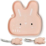 Toddler Silicone Suction Snack Plate, Learning Fork And Spoon Set (bunny). Fixed Price $55.12.