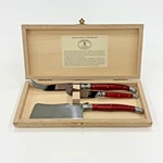 Laguiole Jean Dubost Cheese Knife Set Stainless Steel 3 Pc Wooden Box - Red. Fixed Price $35.00.