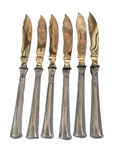 Set Of 6 Art Nouveau 800 Silver Cheese Knives/ Fruit Knifes 5-5/8". Fixed Price $69.95.