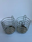 Set Of 2 Spectrum Pantry Works Big Utensils Holder Stainless Steel Heavy Round. Fixed Price $34.99.