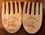 Alaska Souvenir Bear Claw Hand Tosser Wooden Salad Pasta Servers. Fixed Price $9.99.