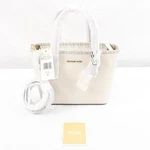 Michael Kors Coated Canvas Jet Set Travel Top-zip Tote Bag In Cream Size Xs. Fixed Price $89.98.