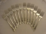 12 Nice Silver Plate 1959 Grand Elegance Dessert / Salad Forks Lot *101. Fixed Price $29.99.