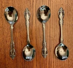 Oneida Brahms Stainless Set Of 4 Round Gumbo Cream Soup Spoons Flatware. Fixed Price $36.00.
