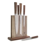 Schmidt Brothers Cutlery German Stainless Steel 6-PC. Walnut & Brass Knife Block. Fixed Price $118.99.