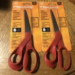 Fiskars 8" Left-hand Scissors, 3-3/10" Cut, Red (FSK1945001001) 2 Pair. Fixed Price $20.99.