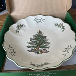 Spode Christmas Tree Pattern 8 Inch Round Fluted Shape Serving Dish New Box. Fixed Price $20.71.