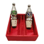 Foreside Wine Bottle Stoppers Set Of 2 Green And Blue Stones. Fixed Price $21.98.