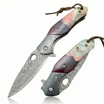 Damascus VG10 Steel Folding Pocket Knife, 3.15" Blade For Men, D.... Fixed Price $71.51.