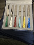 Sterling Silver Enamel Art Deco Denmark 6 Knife Box Spritzer & Fuhrmann. Fixed Price $229.99.