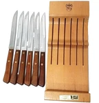 Vtg Washington Forge 6 Steak Knives Town & Country Fleetwood Formica Handle Rack. Fixed Price $19.97.