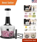 Manual 1.2L Food Chopper With Stainless Steel Blade Hand Press Veg & Fruit Dic. Fixed Price $37.99.