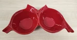 Vietri Stefano Signed Cardinal Bird Double Server Party Snack Bowl Lastra-euc. Fixed Price $79.99.