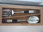 Pottery Barn Bone Inlay Salad Servers Black & White Serving Spoons Rare, New. Fixed Price $39.99.