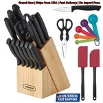 Farberware 23 Pc Knife Block Set Never Needs Sharpening Black Stainless. Fixed Price $23.57.