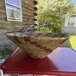 Handmade Native American Style Woven Basket, 6" Height, 14" Diameter, Brown Tan. Fixed Price $59.90.