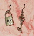 Skull Key Padlock Earrings Skeleton "love You Death" Silver. Fixed Price $12.00.
